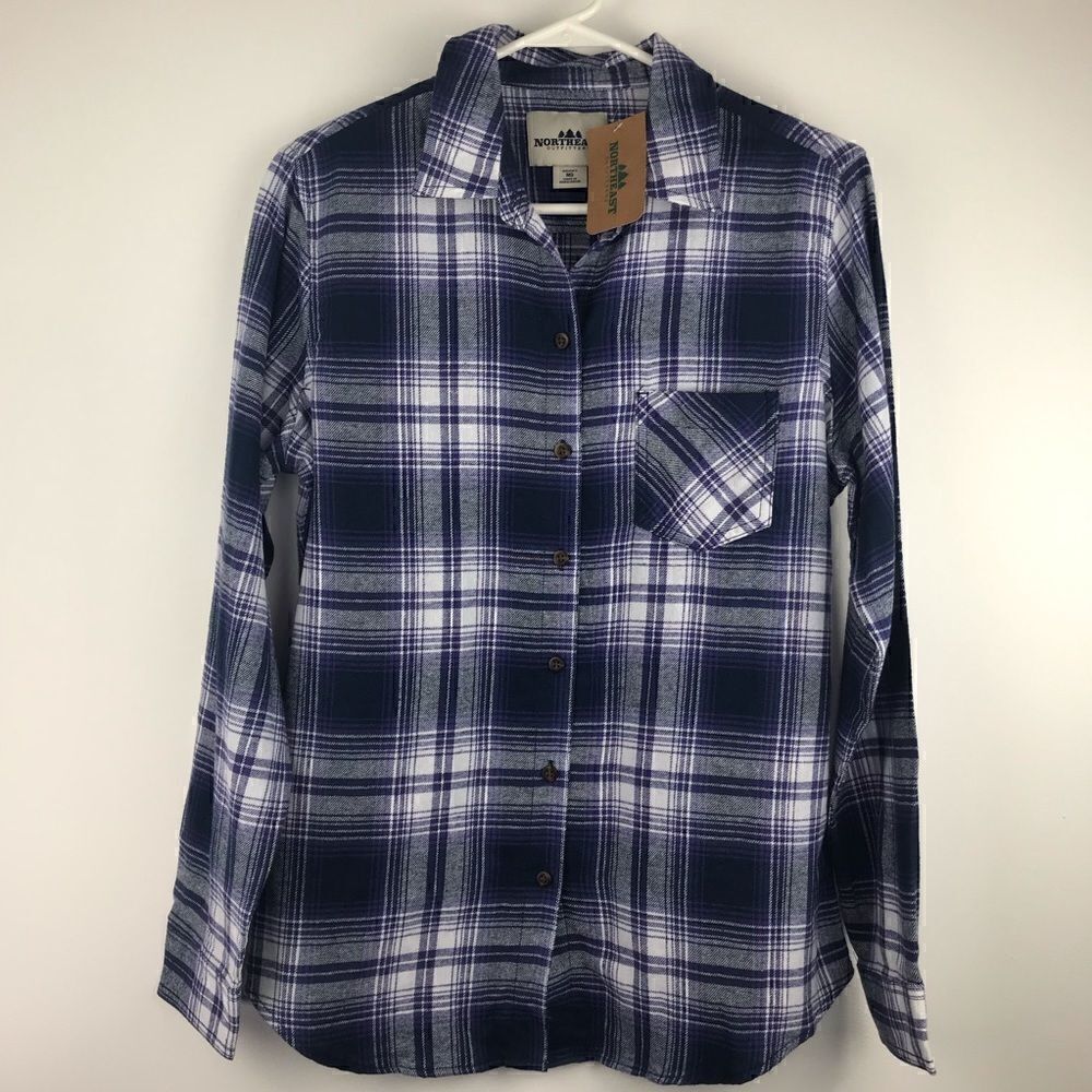 Northeast Outfitters Blue and White Plaid Lancelot Long Sleeve Shirt NEW
